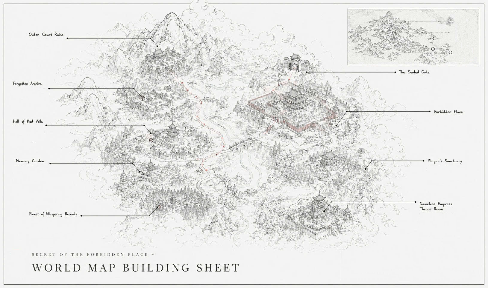 Secret of the Forbidden Place World Map Building Sheet